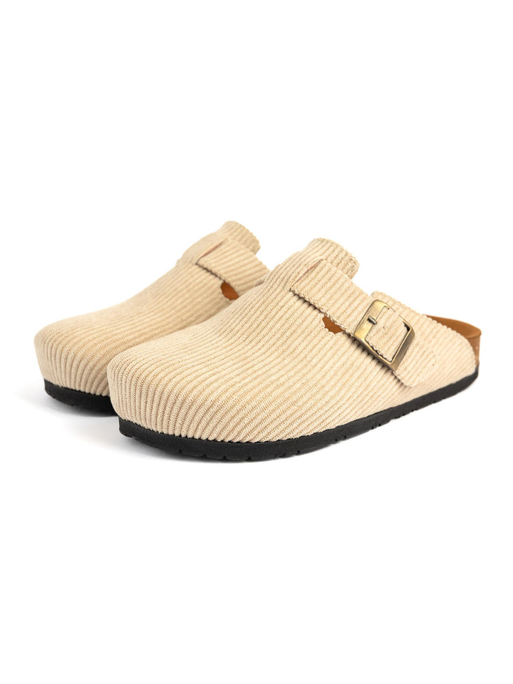 Beige Ribbed Clogs
