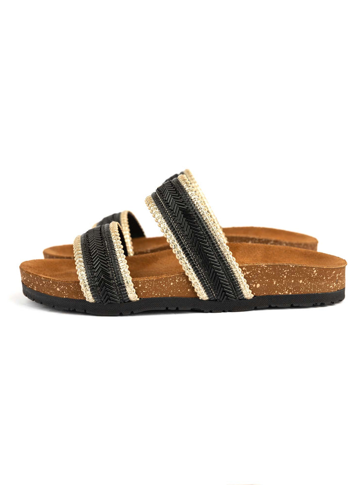 Black Beaded Double Strap