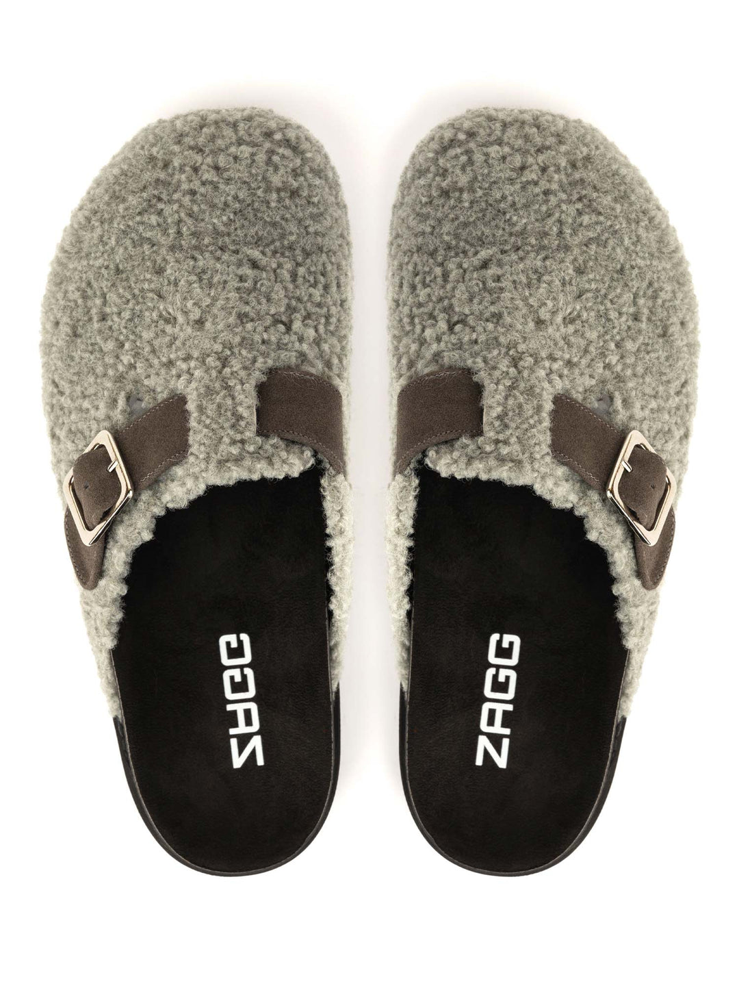 Grey Sheep Fur High Clogs