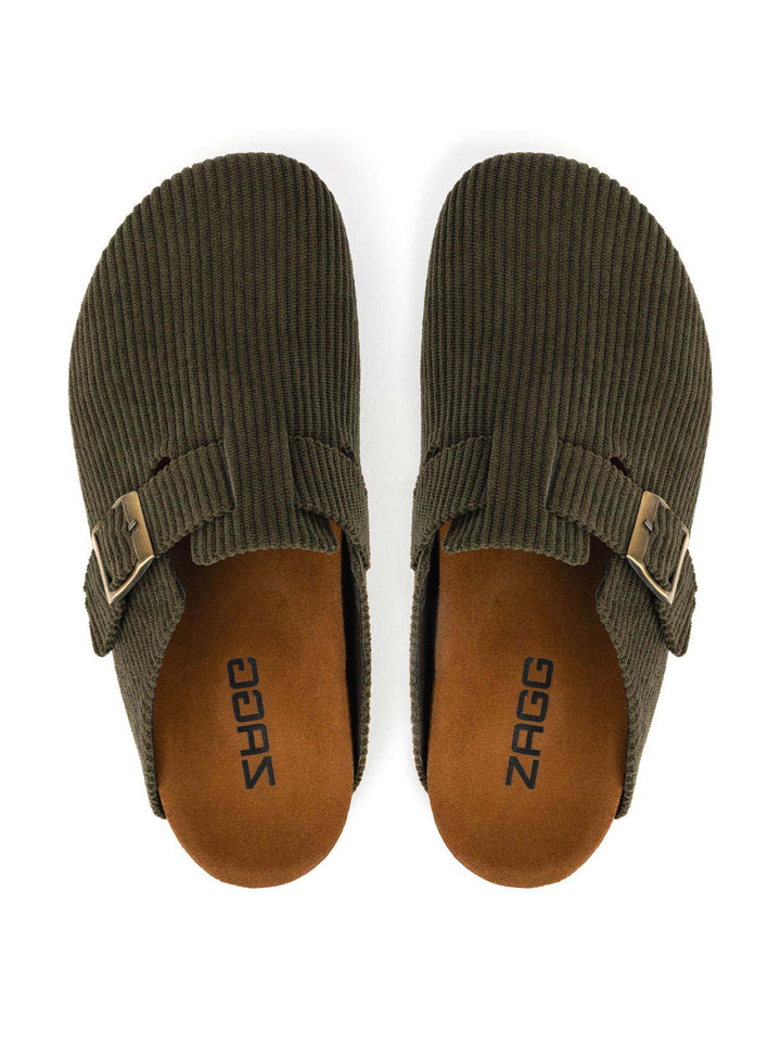 Olive Green Ribbed Clogs