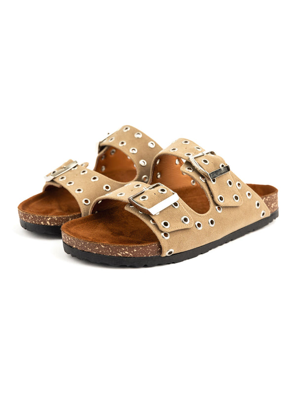 Studded Beige Double-Strap Women