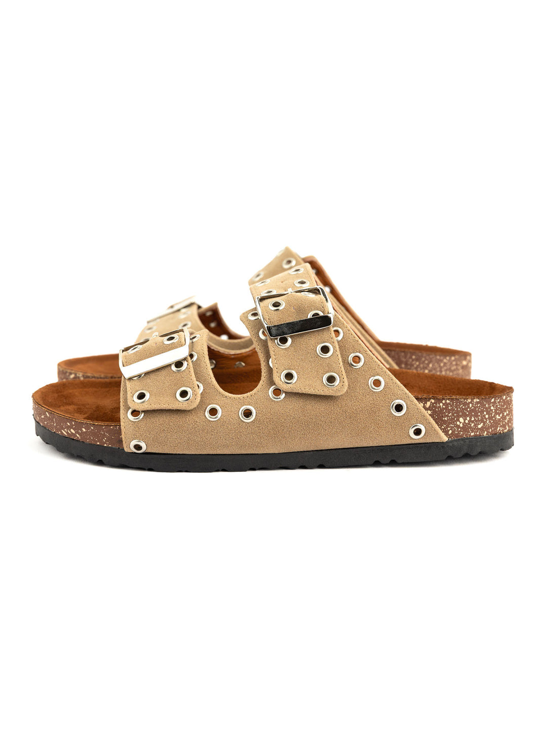 Studded Beige Double-Strap Women