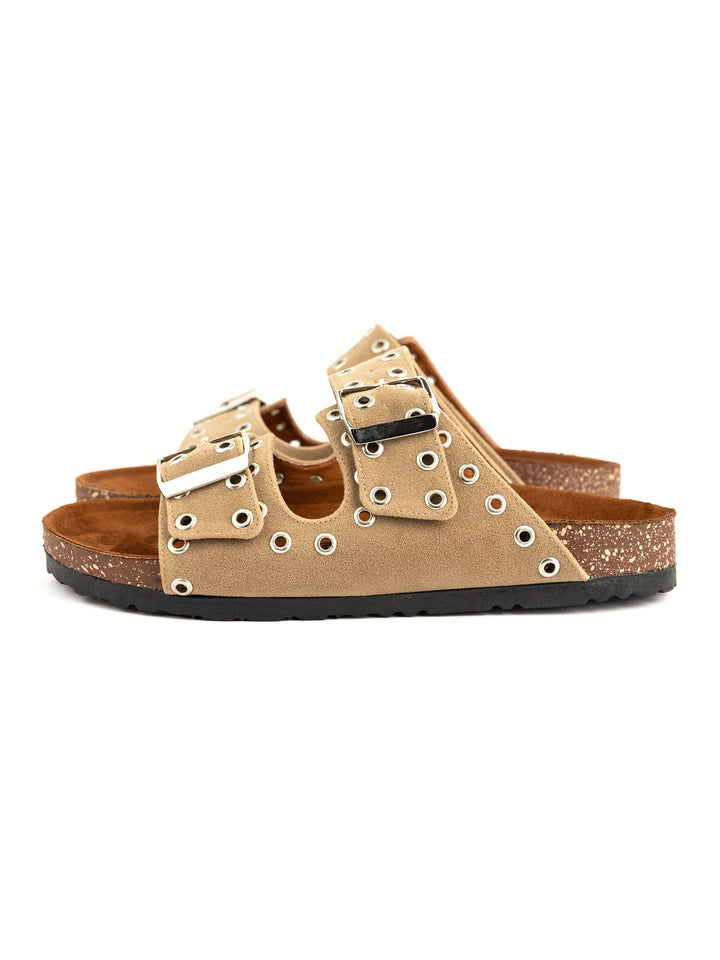 Studded Beige Double-Strap Women