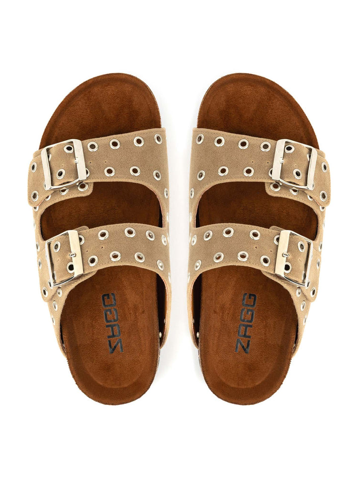 Studded Beige Double-Strap Women