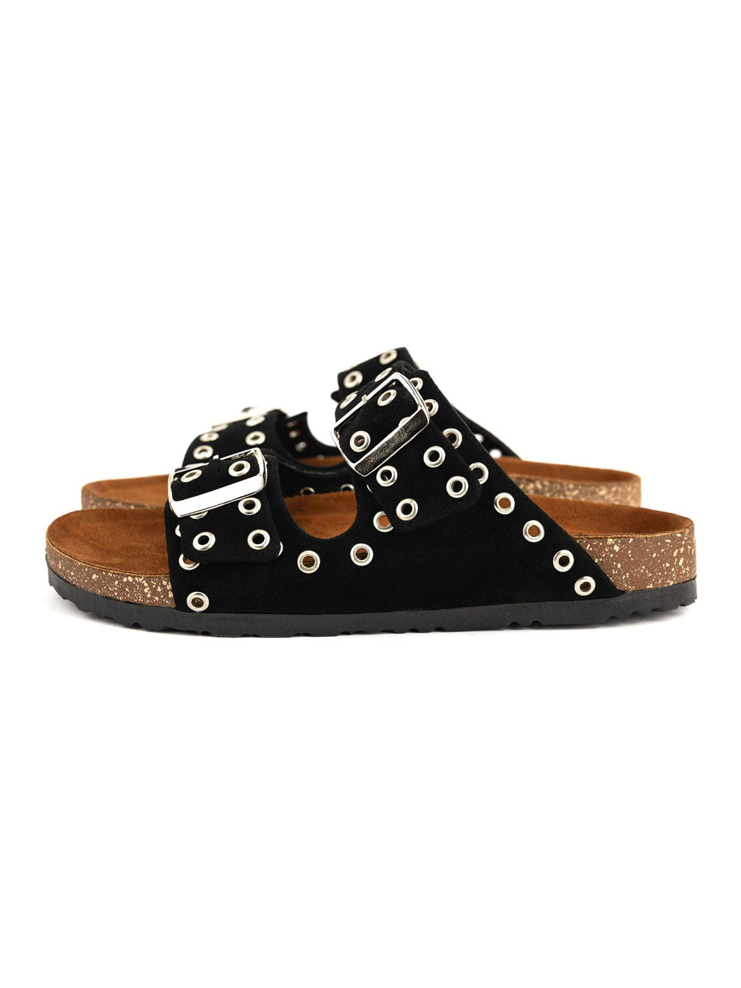 Studded Black Double-Strap Women