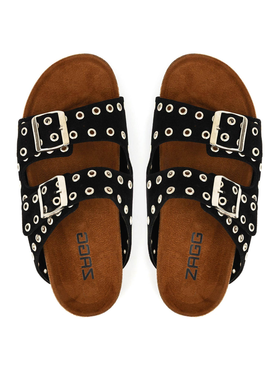 Studded Black Double-Strap Women