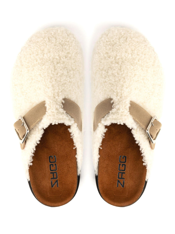 White Sheep Fur High Clogs