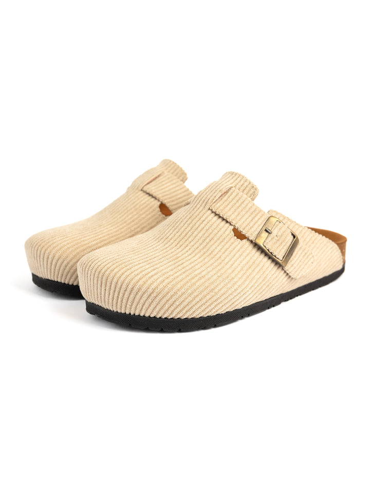 Beige Ribbed Clogs