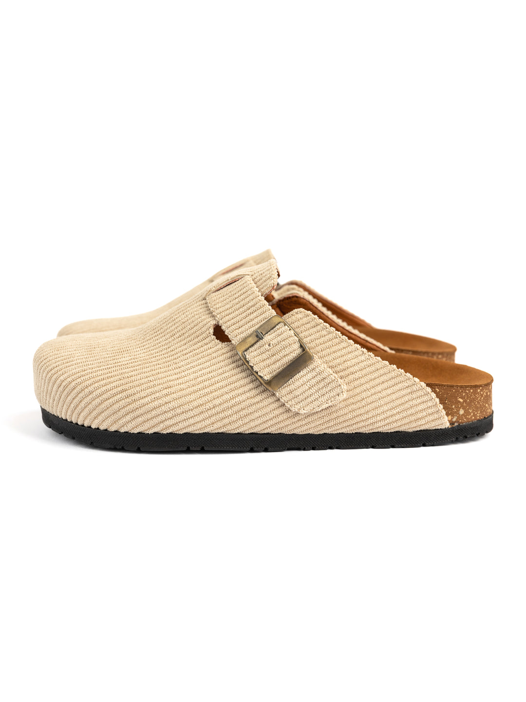 Beige Ribbed Clogs