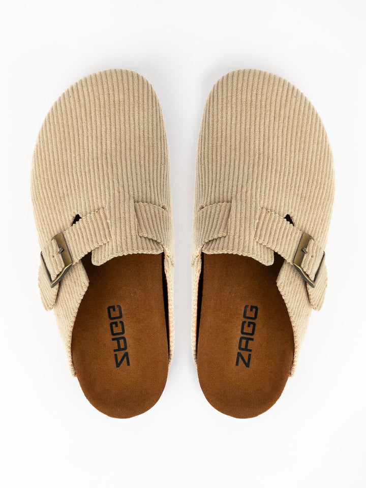 Beige Ribbed Clogs