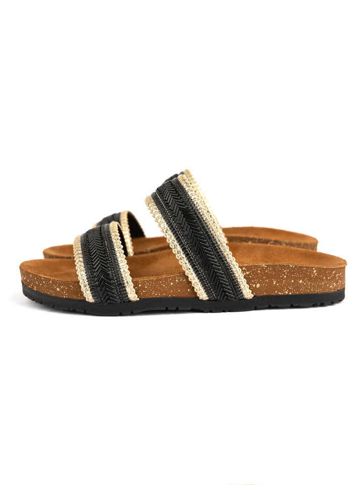 Black Beaded Double Strap