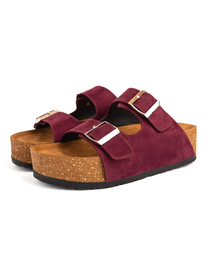 Burgundy High Double Buckle