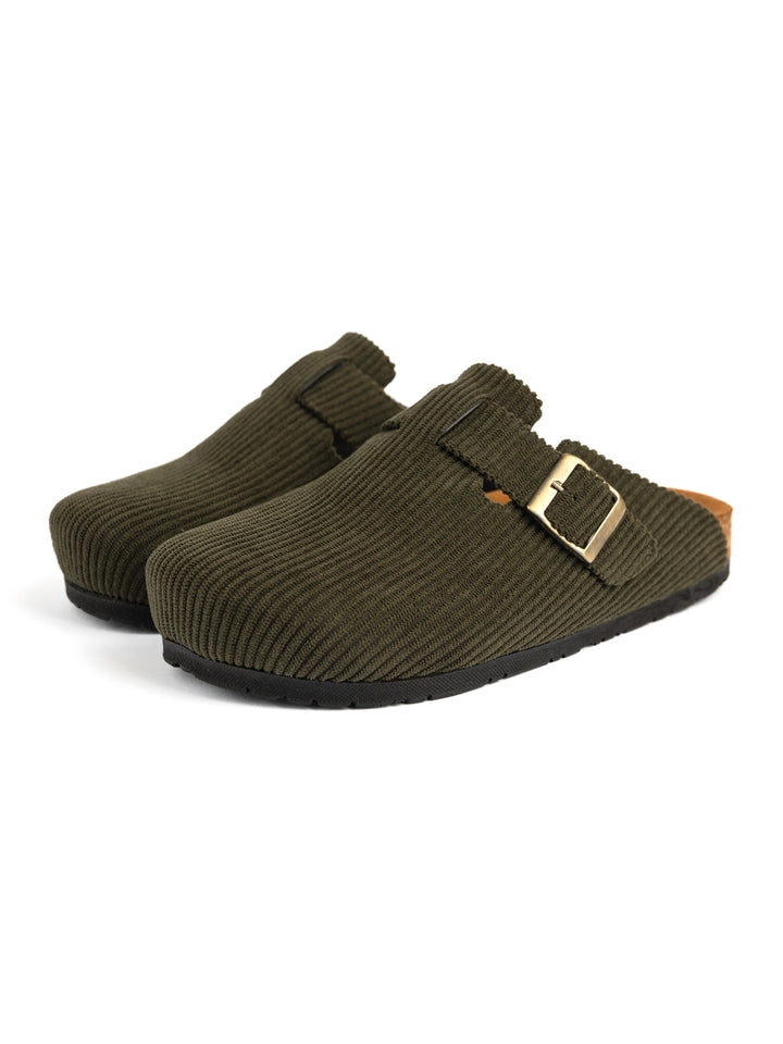 Olive Green Ribbed Clogs