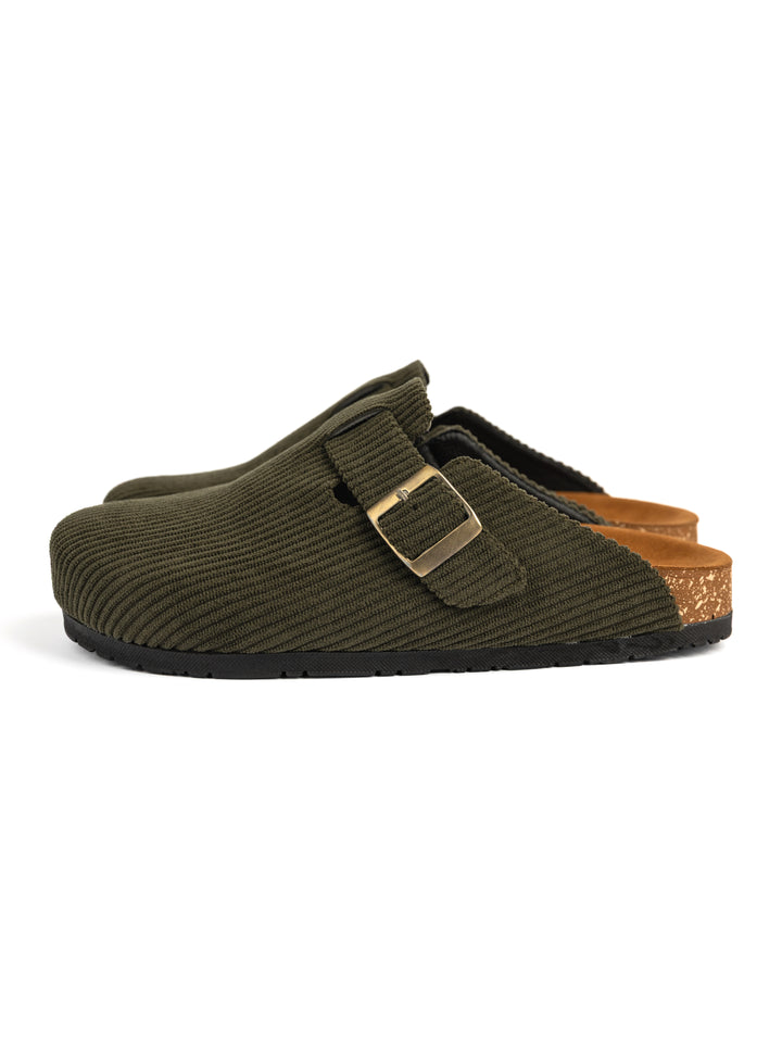 Olive Green Ribbed Clogs