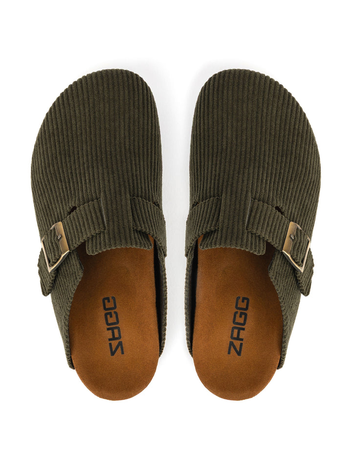 Olive Green Ribbed Clogs